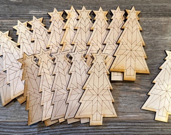 Laser cut Christmas trees for crafts and ornaments, Christmas tree barn quilts, wood Christmas Trees for DIY crafting, Barn quilt pattern