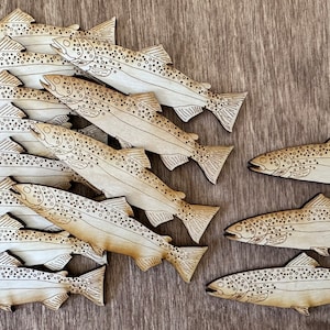 Laser cut decorative rainbow trout for crafts, fish blanks for crafting DIY home decor, trout fish to color or paint, rainbow trout shapes