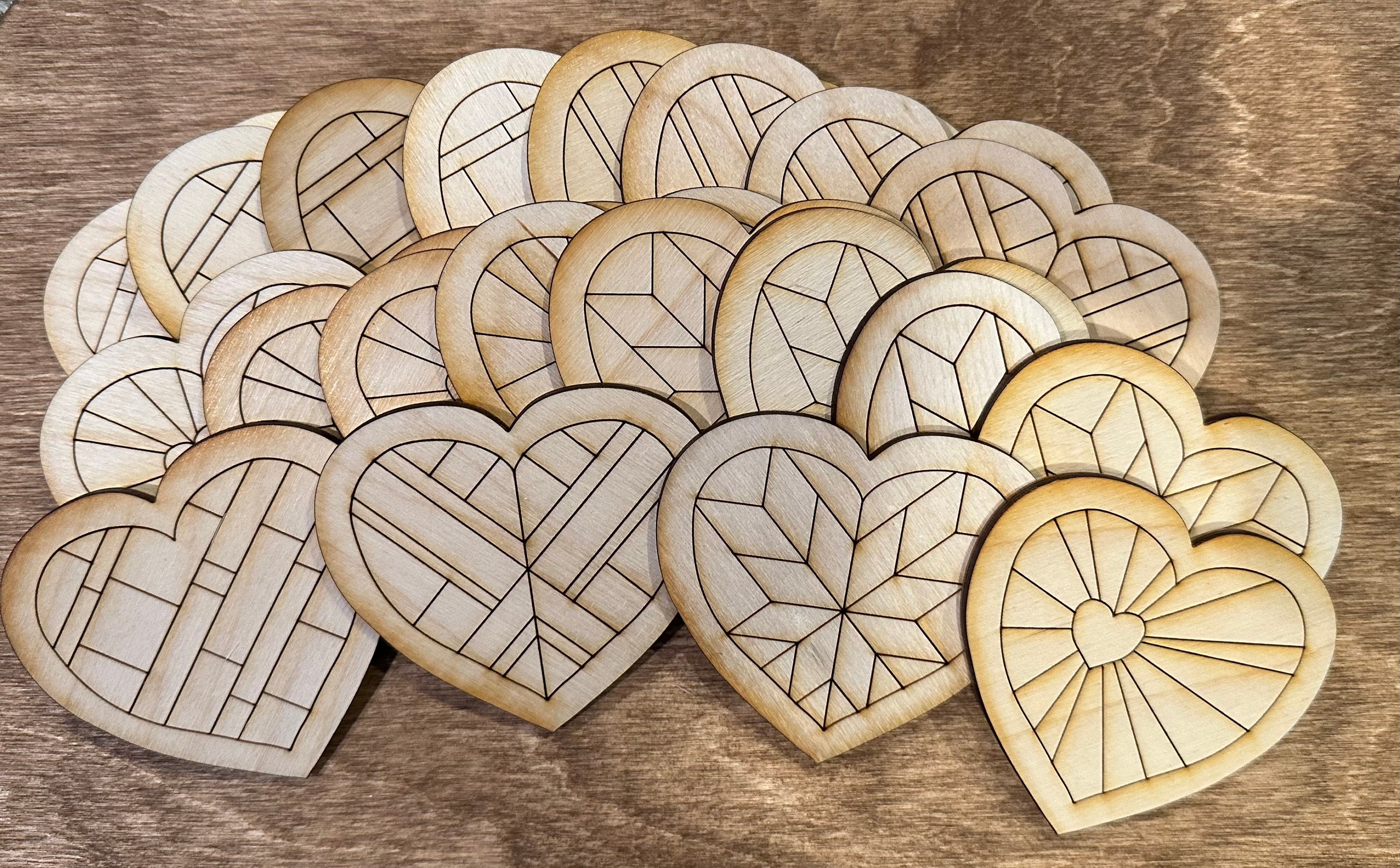 6 Pack of Unfinished 5 Wooden Hearts Made From Solid Lumber