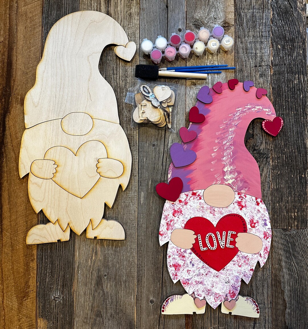 Valentines Gnome Laser Cut Files for Diy Painting Kit, Valentine Gnome ...