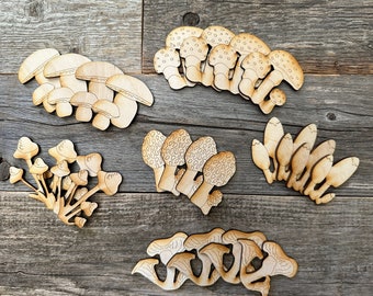 Laser cut mushrooms for crafts, mushrooms blanks for DIY, laser cut mushrooms for decor magnet DIY, cute mushroom cutouts for creating
