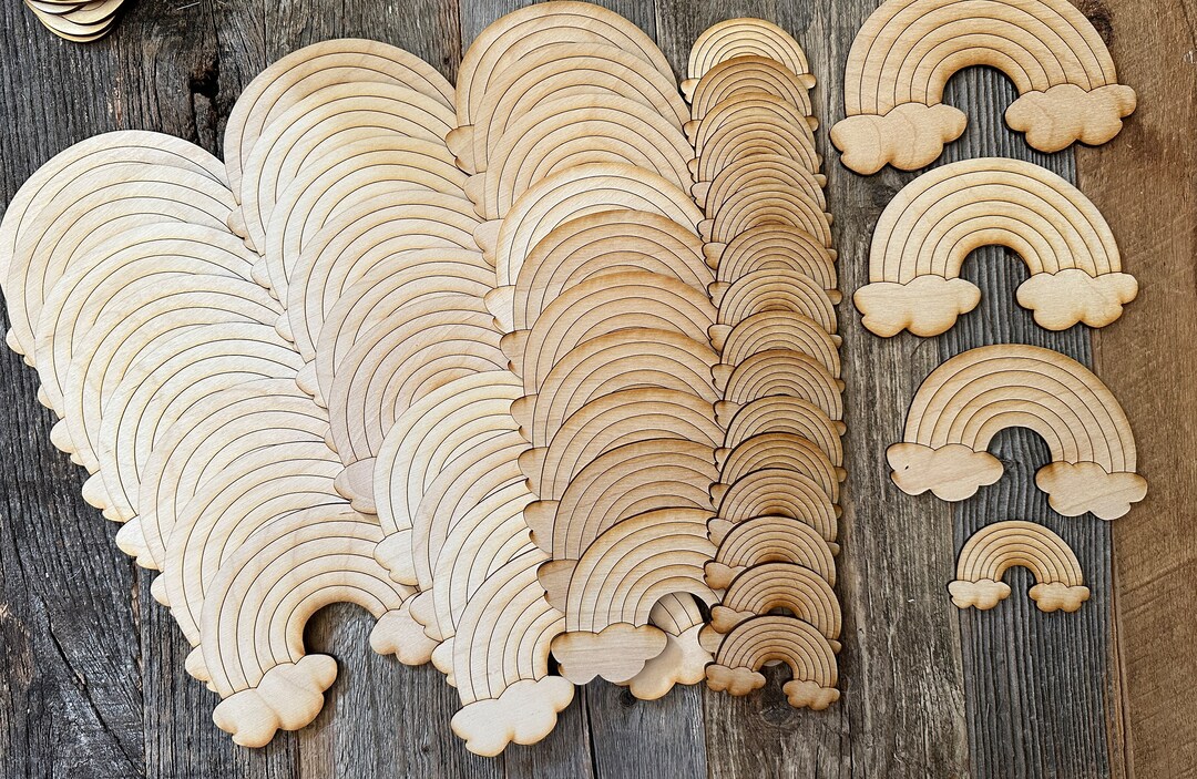 Bulk Laser Cut Rainbows for Crafts, Rainbow Blanks for DIY, Laser Cut