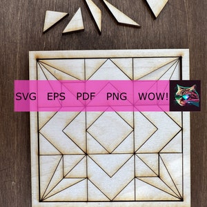 Geometrische schuurquiltpatroon, digitale download, SVG, EPS, PDF, Glowforge gesneden bestanden, schuurquiltpatronen, lasergesneden bestanden