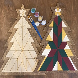 Barn pattern Christmas tree laser cut files for diy painting kit, digital download, SVG, EPS, PDF, Glowforge cut files, laser cut files