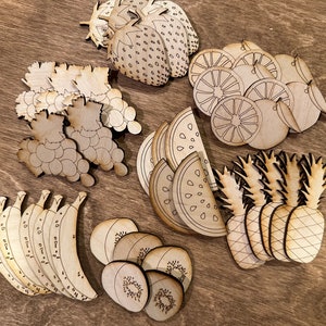 Laser cut Fruits for crafts, Laser cut pineapple strawberry watermelon orange banana kiwi grapes shapes, Fruits shapes for DIY