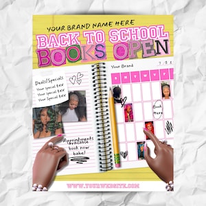 Back to School Sale Flyer, Braid Prices Flyer, Braids Sale Flyer, Back 2 School Flyer, Lashes, Hair Flyer, Braids Special Flyer Template