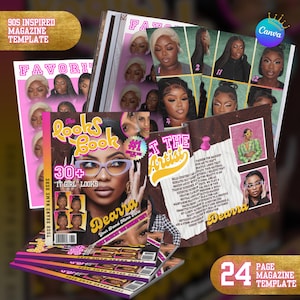 The Looks Book 90s inspired Magazine Template, Custom Magazine Template, Magazine Catalog for Lashes, Hair, Nails, MUA, Templates by Msstrss