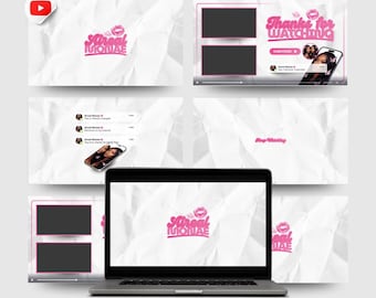 TRENDY Youtube Branding Kit | Editable Intro & Outro, Editable Canva Template