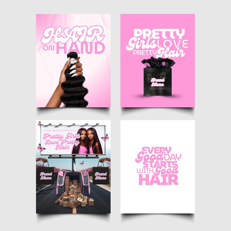 Hair Bundles Flyer Template Bundle: Editable Canva DIY (digital ...