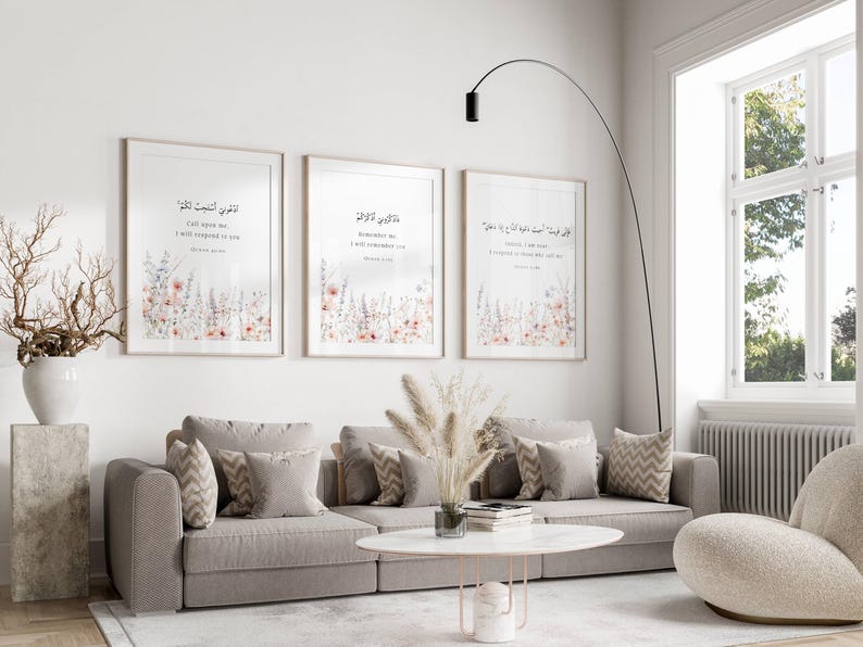 Islamic wall art set of 3, Islamic gift, Muslim home decor, Muslim wall decor, Quran wall art, Surah, Ayah, Quran verses, Motivational Muslim Reminder, Inspirational quotes