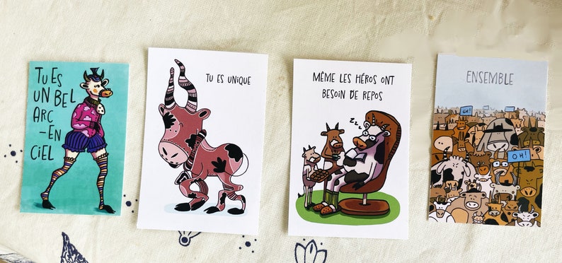 Set of 4 inspiring cows stickers image 5