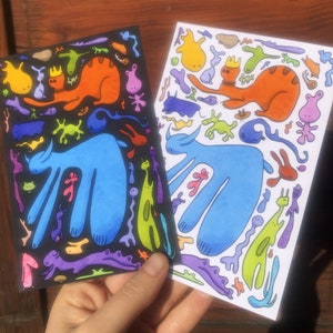 Illustrations colorées personnages imaginaires tirage papier enfants imaginaire cartes
