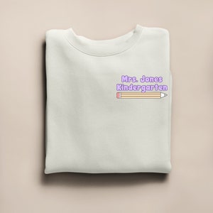 Personalized Teacher Crew Neck Sweatshirt - Custom Name and Grade - Teacher Themed Graphics - End of Year Gift - Teacher Appreciation