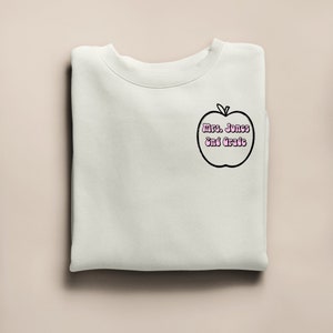 Personalized Teacher Crew Neck Sweatshirt - Custom Name and Grade - Teacher Themed Graphics - End of Year Gift - Teacher Appreciation