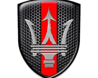 Maserati Schild Emblem, Top-Qualität 3D gewölbtes Epoxidharz Logo, Aufkleber für Stoßstange, Logo Aufkleber Emblem Abzeichen für Auto Kotflügel, Tür, Glas, Innenraum