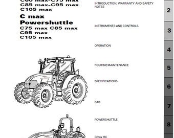 Bedienungs- und Wartungsanleitung McCormick C-Max Series T2 C60, C75, C85, C95, C105 Max W / PowerShuttle OM9-10864GB, 208 Seiten