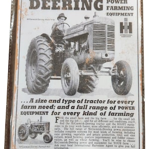 Collectible Antique Reproduction for McCormick Deering IH Tractor Metal Sign 11-3/4" x 7-3/4" with 4 Mounting Holes