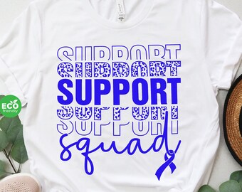 Leopard Support Squad Ataxia Awareness Shirt, Ataxia Warrior Gifts, Blue Ribbon Shirt for Ataxia Warrior