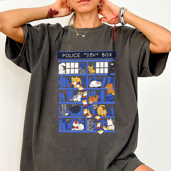 Cats Doctors Police Box Shirts, Movie Series Shirt, David Tennant Shirt, Trendy Shirt, Doctor Who Fan Gift