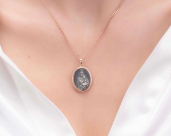 Solid Gold Virgin Mary Necklace, Religious Gifts ,Virgin Mary Necklace, Catholic Jewelry, Virgen De Guadalupe, Confirmation Gift, Christmas