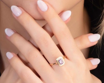 Birthstone Ring For Women -Purple Stone Women Ring - Handmade Stone Ring -  Elegant Purple Stone Jewelry - Unique Gift For Women
