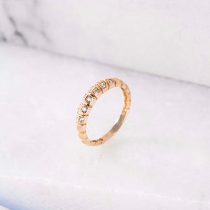 Solid Gold Unique Stone Ring For Women Thiny Stone Elegant Ring Women Handmade Jewelry Stone Jewelry Personalized Gift For Women image 4