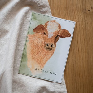 Postkarte "du bist kuhl" DIN A6 / witzige Grußkarte / pun / lustig / Geschenkkarte / cool