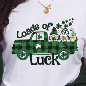 St. Patrick&#39;s Day Shirt: Plaid Truck with Gnomes