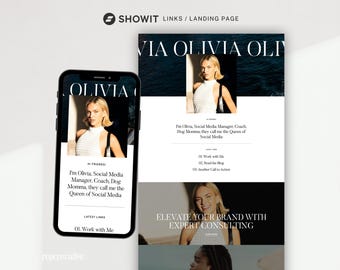 Showit Landing Page Template: Personalisierbar Link-in-Bio (Instant Download)