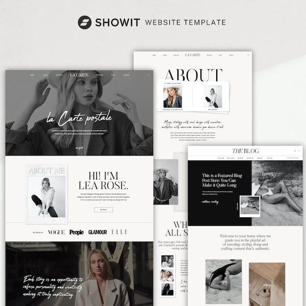 La Carte Editorial Showit Website Template, Blog Design