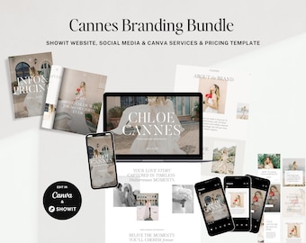 Branding Bundle - Showit Website Template + Canva Social Media Templates + Pricing Services Guide, (Wedding) Photographers, Creatives