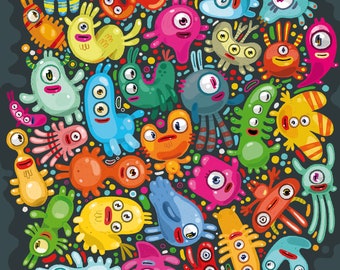 Meli-Melo Monster | Monster poster| Children's poster| wall decoration children's room | Monster illustration | Art print