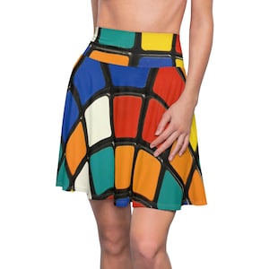 Rubiks Cube Women&#39;s Skater Skirt