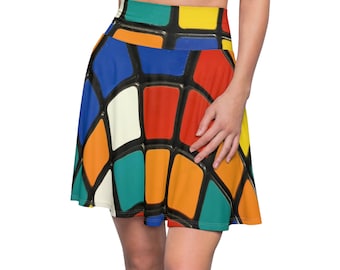 Rubiks Cube Women&#39;s Skater Skirt