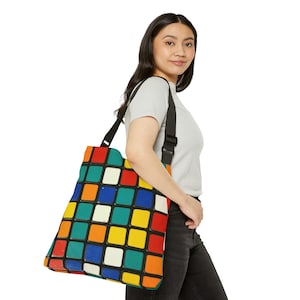 Cabas Rubik&#39;s Cube : bandoulière réglable, motif casse-tête coloré