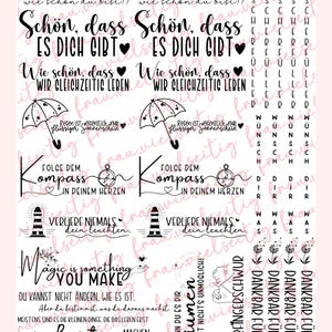 Rub-Ons | RubOns | RubOn randlos | A4 #33 Positive Vibes Sprüche Freundschaft Liebe Mitbringsel |für Raysin / Keraflott / Gießpulver uvm