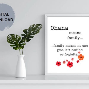 Printable Digital Download ohana Means Family, Printable Wall Art - Etsy