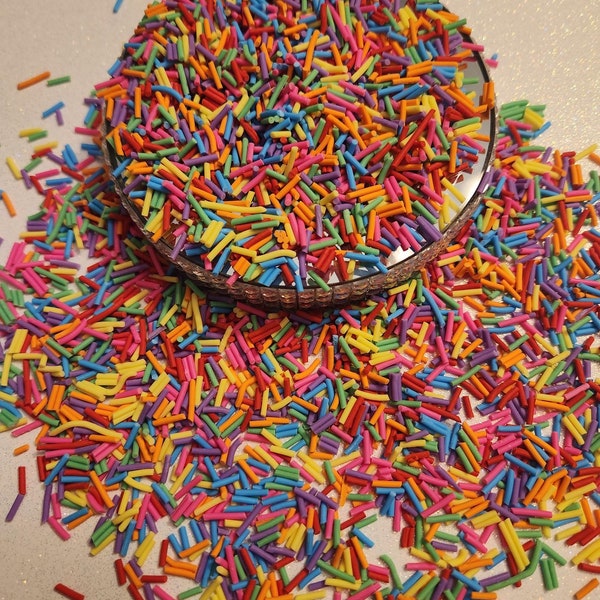 Fake Sprinkles - Rainbow Cupcake Sprinkles - Use with Slime, Lip Gloss, Nail Designs, Resin Art, Crafts and Many More - Non-Edible