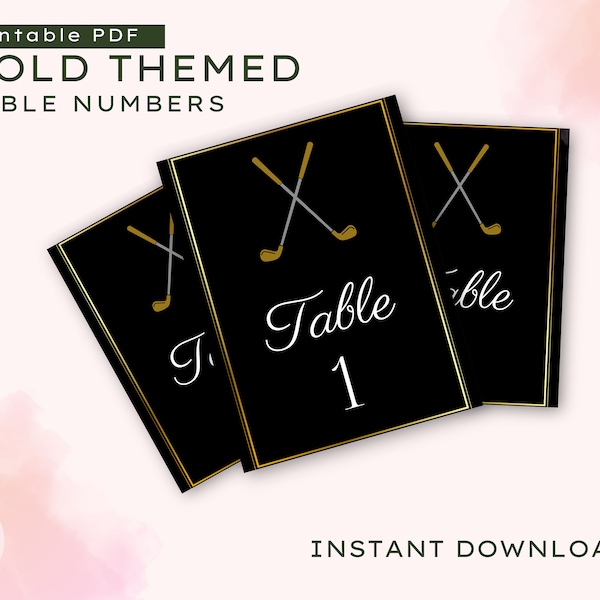 Golf Themed Table Numbers - Unique Sports Wedding Decor - Golf Table Markers - Tee off Your Wedding with Stylish Golf Table Numbers