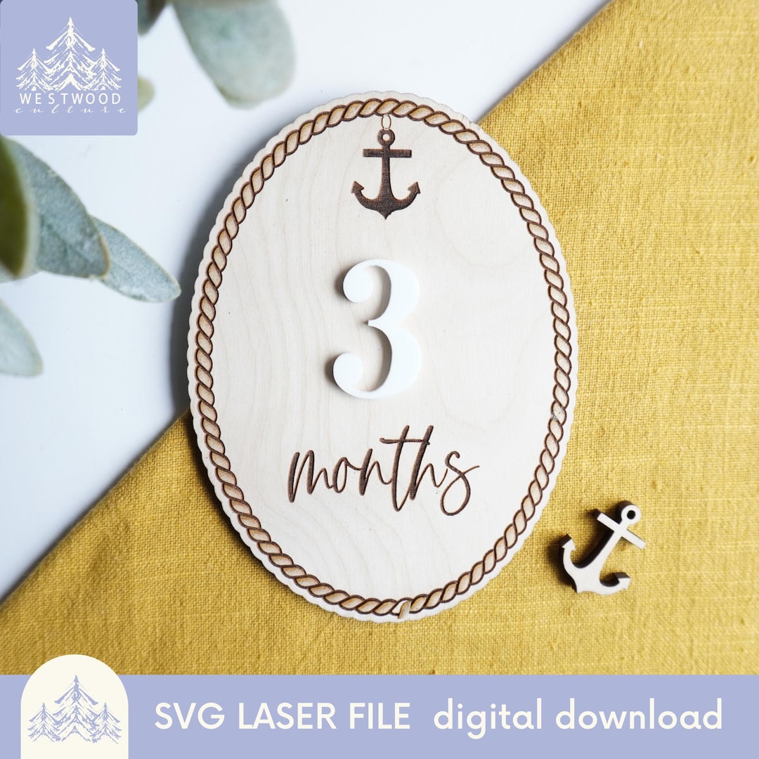 Nautical Rope and Anchor Boys Birth Milestone Ll SVG Digital Download ...