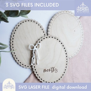 Scallop Baby Milestone-bundel van 3 l| Aanpasbare mijlpaalmarkeringen voor pasgeborenen | SVG-laserbestanden voor kinderkamer lasersnijmachine