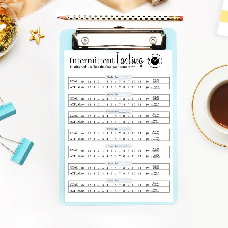 Intermittent Fasting Fasting Printable Daily Weekly Fasting Tracker