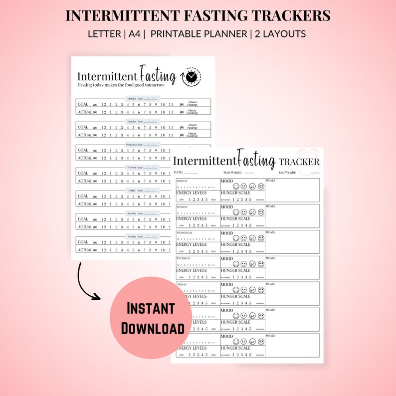 Intermittent Fasting Fasting Printable Daily Weekly Fasting Tracker