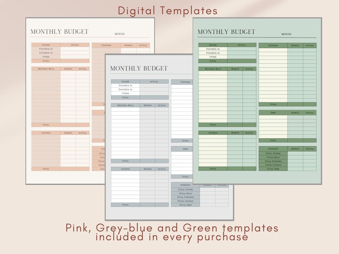 Monthly Budget Overview Template Printable Budget Printable Etsy