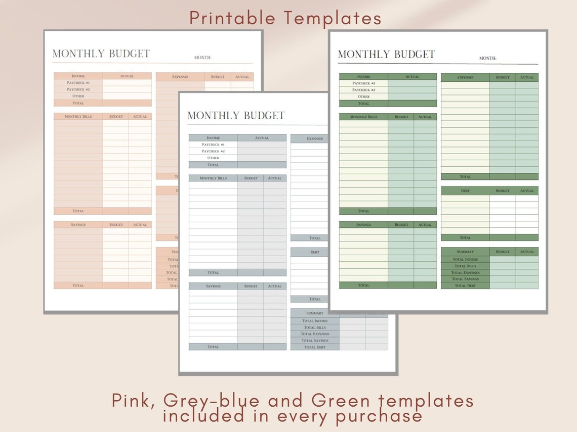 Monthly Budget Overview Template Printable Budget Printable Etsy