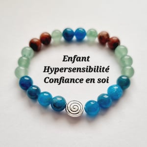 Hypersensitive child bracelet self-confidence aventurine blue apatite red jasper natural stones blue green birthday gift idea