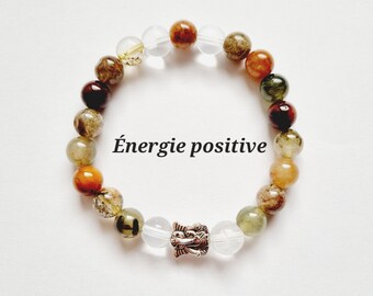 Bracelet Positive energy Joy Well-being Self-confidence Natural stone beads Rutilated quartz rock crystal Lucky eye