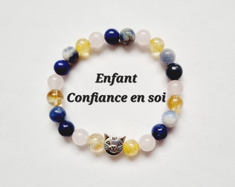 Children's bracelet promoting self-confidence: citrine, rose quartz, lapis lazuli, sodalite, natural stones, heart – ideal birthday gift