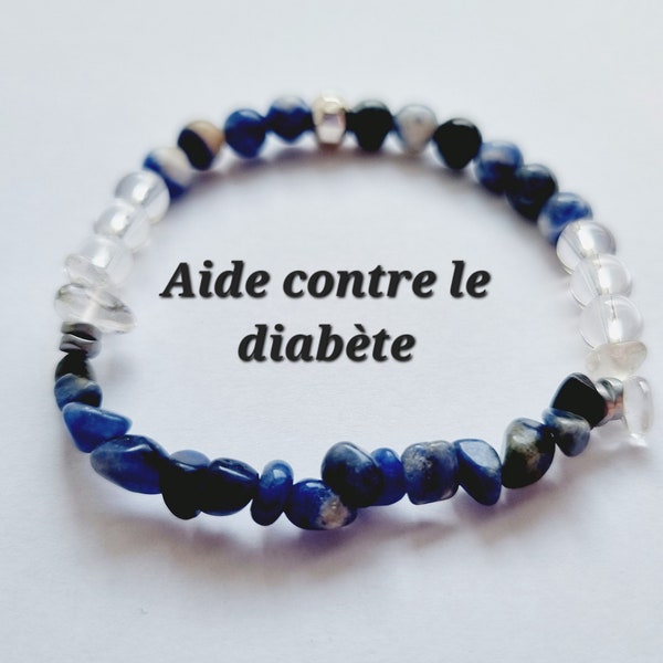 Bracelet helps diabetes natural stones sodalite rock crystal gift idea for men and women unisex