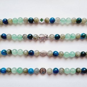 Bracelet enfant hypersensible aventurine apatite bleue labradorite grise pierres naturelles bleu vert idée cadeau anniversaire fille garçon image 3